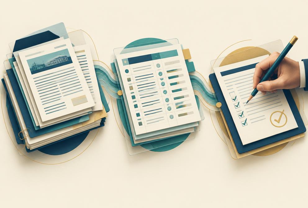 Source documents leading to an AI first pass and final human verification